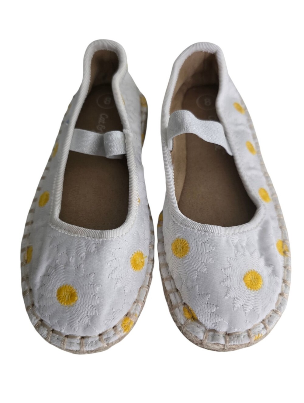 Cat & Jack Embroidered Daisy Espadrille Flat Girls Size 8